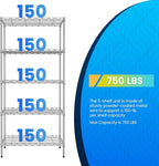 PayLessHere Shelf Metal Shelf Wire Shelving NSF Certified 5 Tier Adjustable Shelf Versatile Storage Solution Steel Organizer Wire Rack Easy Assembly, Chrome