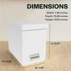 Bigso John Fiberboard Label Frame Desktop File Storage Box - Document Organizer for Important Paperwork - Durable Hanging File Box with a Lid & Metal Label Window - 7.36 x 13.38 x 10.51 in - White