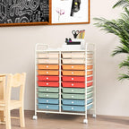 GOFLAME 20-Drawer Rolling Storage Cart, Multifunctional Art Craft Organizer Cart, Mobile Utility Storage Cart with Removable Drawers & Lockable Wheels, Craft Cart for Home Office School, Macaron Color