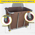 Commercial Laundry Cart with Wheels, Large Industrial Rolling Laundry Basket,Stainless Steel Heavy Duty Commercial Laundry Hamper with Waterproof Lning,Utility Cart, 260 LBS Load,11.35 Bushel