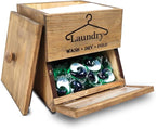 Besuerte Laundry Pod Holder - 2 Tiered Rustic Wooden Dispenser, Dryer Sheet Container for Laundry Room Organizer, Brown