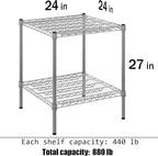 24" Deep x 24" Wide x 27" Height Wire Shelving Kit | 2-Tier | NSF Commercial Storage Rack Unit