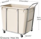 Laundry Sorter, 313L Large Laundry Basket, Rolling Hamper, Minimalist Laundry Organizer on Wheels, for Laundry Room, Bedroom, Guest Room, Beige TXY09WM
