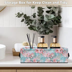 Storage Bins for Organizing Toilet Tank Topper Paper Basket Space-saving Stylish Shelf Bin Decorative Small Items Basket Holder Bathroom Accessories, Pink Flower Marble