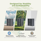 Patiowell 5x3 FT Resin Outdoor Storage Shed with Floor, Plastic Waterproof Outdoor Storage Cabinet, Garden Organizer Shed with Lockable Door for Patio Furniture, Pool Accessories, Dark Gray