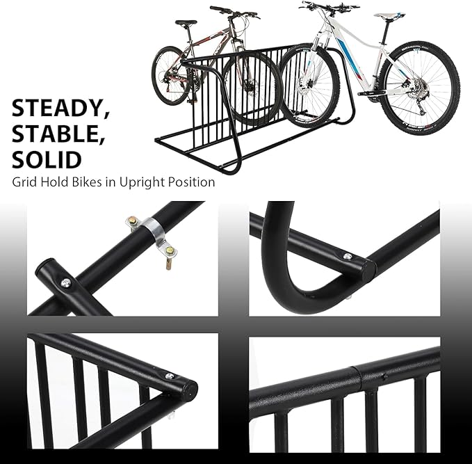 10 Bike Rack Stand, Commercial Grid Dual Sided Bike Rack Ground, Bicycle Storage Stand Floor Parking Stand for Garages, Stores, Schools & Universities, Powder-Coated Steel