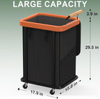 150L (40 Gal) Extra Large Fashion Laundry Basket with Wheels, Rolling Basket Hamper with Handle, Organizer Storage Cart with Sturdy Metal Frame for Laundry Room - Black