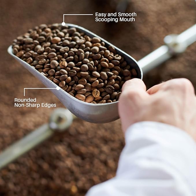 Cast Aluminum Utility Scoop - 12 oz. - Round Bottom, ice scoop For Multi-Purpose Use, With Finger Groove Handle (Hand Wash Only) (12 oz.)