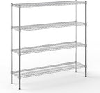 14" Deep x 54" Wide x 54" Height Wire Shelving Kit | 4-Tier | NSF Commercial Storage Rack Unit