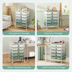 Giantex 10 Drawers Rolling Cart, Classroom Organizers, Storage Cart with Wheels, for Teacher Office Home School Supplies Tool Craft Art Paper, Green Gradient