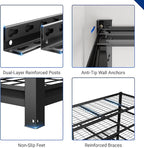 FLEXIMOUNTS 60" W Garage Shelving, 5 Tier Storage Shelves Load 1500LBS, Adjustable Garage Shelving Heavy Duty, Metal Shelves Unit for Basement, Warehouse, 60" W x 72" H x 24" D, Black