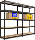 HOMEDANT House 48.1" W 5 Tier Heavy Duty Garage Shelving Adjustable Metal Rack Storage Shelves Standing Shelf Unit Organizers Industrial Warehouse Basement Black 2Pack