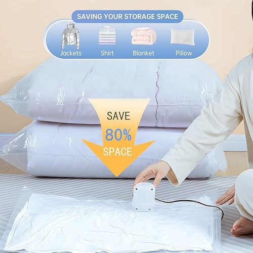 10 Large Vacuum Storage Bags, Vacuum Seal Bags for Clothing, Pillows, Comforters, Blankets, Space Saver Bags with Hand Pump
