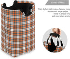 Orange Plaid Laundry Basket for College Dorm,50L Collapsible Portable Laundry Hamper Storage Basket for Toys Clothes Organizer