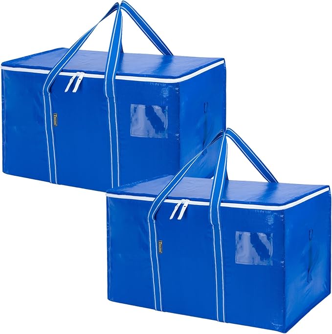 BALEINE 2-Pack Oversized Moving Bags with Reinforced Handles, Heavy-Duty Storage Tote for Clothes, Moving Supplies (Royal Blue, 2-Pack)