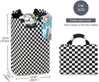 Racing Checkered Flag Laundry Basket for College Dorm,50L Collapsible Portable Laundry Hamper Storage Basket for Toys Clothes Organizer