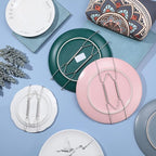 Hotop 12 Pieces Plate Hangers for Wall Stainless Steel Wire Invisible Heavy Duty Plate Hangers Display Holders with 12 Pieces Hooks for Wall Decorative(4-5 Inch,Silver)