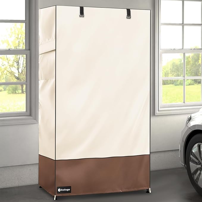 Wire Shelf Cover,600D Heavy Duty 100% Waterproof Shelf Covers for Wire Shelving,Outdoor Storage Shelves Cover for Metal Rack,30" W x 14" D x 62" H,Beige & Brown