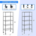 Simple Deluxe 5-Tier Storage Shelves, 21" W x 12" D x 54" H Adjustable Heavy Duty Wire Metal Shelving Unit, Black