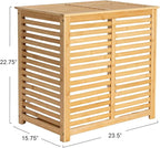 Household Essentials Bamboo and Cotton Double Laundry Sorter with Lid and Removable Cotton Bags, Natural
