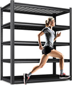 5-Tier Heavy-Duty Steel Storage Shelving Unit (71”H x 46”W x 17.7”D), Adjustable Boltless Rack, 2500 lbs Capacity – Durable Organizer for Garage, Kitchen, Basement & Workshop Black