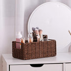 Vagusicc Wicker Storage Basket, Set of 2 Hand-Woven Paper Rope Wicker Basket, Small Storage Baskets for Organizing Toilet Paper Basket, Foldable Large Cube Storage Organizer Bins for Shelves (Brown)
