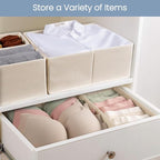 Criusia Drawer Organizer Clothes, 24 Pack Underwear Drawer Organizers, Foldable Closet Organizers and Storage Dresser Drawer Dividers Clothing Organizer for Clothes, Socks, Scarves, Bra, Ties (Beige)