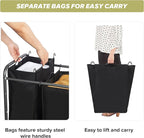 Laundry Sorter Hamper with Wheels, Heavy-Duty Laundry Sorter Rolling Cart, Lockable Wheels and Removable Bags, 3 Sections, Black