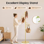 Scarf Organizer Stand, 67" Freestanding Scarf Display Rack with 30 Rods, Metal Spiral Scarf Holder Belt Pants Hanger for Commercial Clothing Retail Store Home, Space Saving Shelves(Gold)