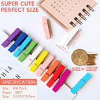 Mini Clothes Pins for Photo, Small Colored Clothespins 100 Pack Wooden Rainbow Colorful Picture Clips with 32 FT String for Crafts, Little Baby Shower, Display Artwork, Hanging Decorative Tiny Cards