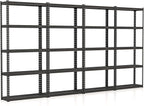 Giantex 4Pcs 5-Tier Storage Shelves, 35.5" x 12" x 72" Height Adjustable Metal Storage Utility Rack Shelf with Anti-Tipping Device, Heavy Duty Garage Shelving for Warehouse, Basement, Kitchen, Black