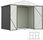Devoko 8 x 6 FT Metal Storage Shed with Floor Frame Waterproof Garden Tool Shed with Lockable Door, Outdoor Shed Storage House for Backyard Patio Lawn, Grey
