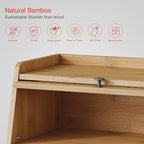 Large Bread Box for Kitchen Countertop, Double Layer Breadbox for Homemade Loaf Bread, Farmhouse Bread Storage Container Bin for Kitchen Counter Pantry Cupboard (Natural Bamboo)