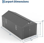 Garvee 10x20 ft Enclosed Metal Carport, Car Port with Vertical Steel Roof for All-Weather Use, Metal Shed with Man Door for Sedans & SUV, Gray