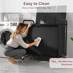 3-Compartment Laundry Cart with Lockable Wheels & Lid 180L Large Wheeled Laundry Basket Heavy-Duty Sorting Organizer for Laundry Room (Black)
