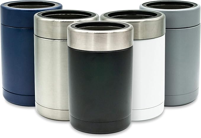 Tahoe Trails Stainless Steel 12oz Vacuum Insulated Can and Bottle Cooler | Double Wall Can Cooler For Cans and Bottles | Copper Plated Can Chiller and Metal Cooler| Black