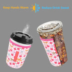 Reusable Neoprene Insulator Sleeve for Iced Coffee & Cold Soda, Coffee Sleeves for Iced & Hot Drinks, Cold Beverage Cooler Compatible with Starbucks, Dunkin (Cherry Picked, Small: 16-18oz)