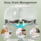 2 Layer Grain Dispenser with Press Button, 6 Compartment Rotating Dry Food Storage with Large Capacity Rice Container, Multi Grain Organizer for Beans, Cereal, Pantry Kitchen Storage