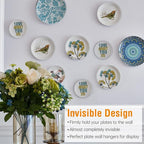 Bilillo 12 Pack Plate Hangers for The Wall, Suitable for 9-11 inch Art Plate, Stainless Steel Invisible Heavy Duty Wire Plate Holder with Wall Hooks, Plate Hangers for Displaying Plates