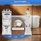 3-Tier Laundry Hamper Basket Sorter with Wheels Plastic Rolling Laundry Sorter with Removable Storage Basket Dirty Clothes Hamper Shelf Rolling Cart for Kitchen Bathroom Laundry Room, White