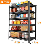 Metal Garage Shelving, 6-Tier 82" H x 39.4" W x 15.7" D Extra Tall Heavy Duty Storage Shelves Unit, Adjustable, Rust-Resistant Utility Rack for Warehouse, Basement, Pantry