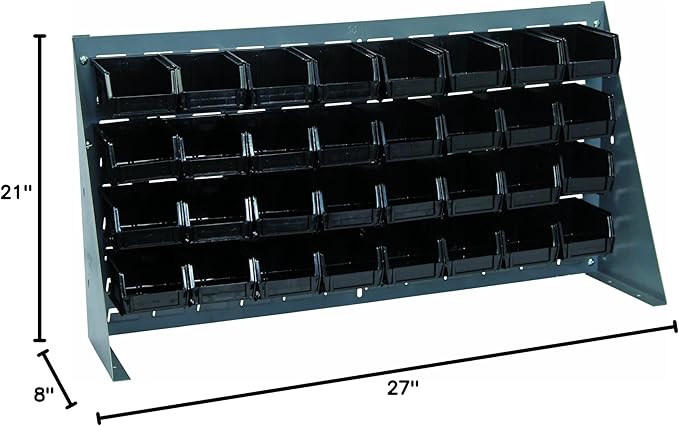 Quantum Storage Systems QBR-3619-210-32BK Ultra Bin Complete Bench Rack Package with 32 Ultra Bins, 36" x 8" x 19" , Black