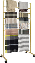 7-Tier Movable Scarf Organizer Holder Accessory Display Stand, Freestanding Metal Organizer Rack for Retail Stores, Towel, Belts, Ties, Pants