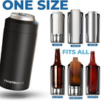 Frost Buddy Universal Can Cooler - Fits all - Stainless Steel Can Cooler for 12 oz & 16 oz Regular or Slim Cans & Bottles - Stainless Steel (Diamond Plate - Black)