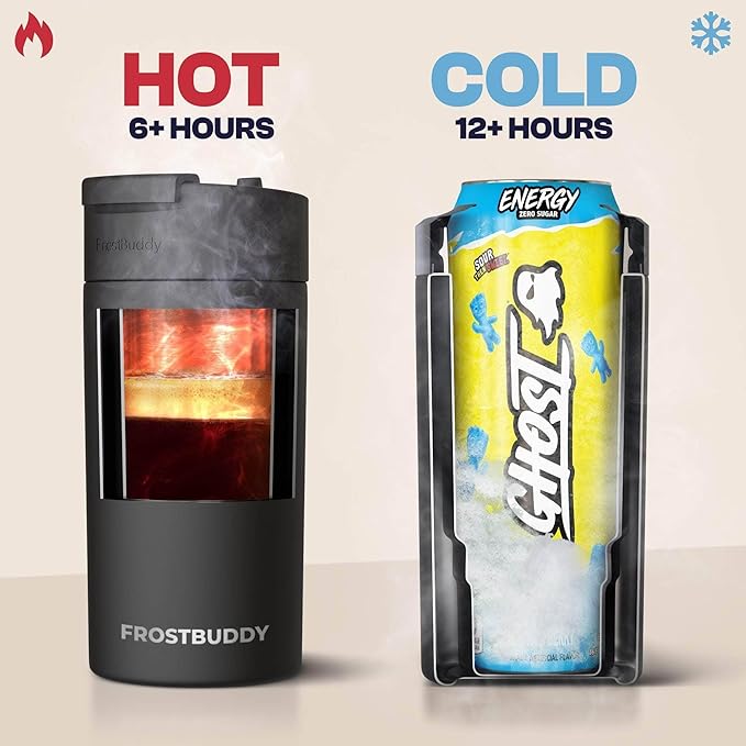 Frost Buddy Universal Can Cooler - Fits all - Stainless Steel Can Cooler for 12 oz & 16 oz Regular or Slim Cans & Bottles - Stainless Steel (Mother Nature)