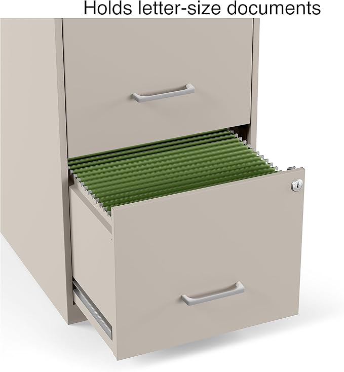 STAPLES Vertical File Cabinet for Letter/Legal Files, 2-Drawer, Letter/Legal Compatible, Locking, Putty