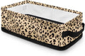 Small Storage Bin Basket with Handles for Organizing Toiletries Towels and Small Items, Versatile Storage Container Long Organizer Bins for Bathroom Living Room, Leopard Print