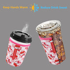 Reusable Neoprene Insulator Sleeve for Iced Coffee & Cold Soda, Coffee Sleeves for Iced & Hot Drinks, Cold Beverage Cooler Compatible with Starbucks, Dunkin (Bow&Cherry, Large: 32oz)