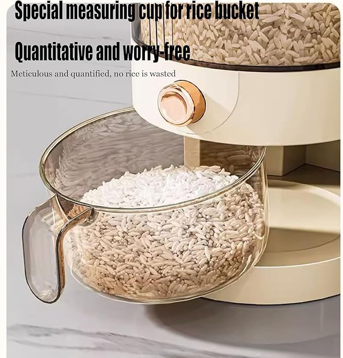22LBS Rice Dispenser, Large Grain Container Storage with Lid Measuring Cylinder Household Cereal Dispenser Bucket for Kitchen Soybean Corn (22lb)