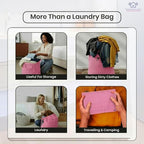 LFH Home Large Premium Cotton Canvas Laundry Bag with Drawstring and Handles Heavy Duty, Multi-Use, Washable for Home, Travel, College or Storage 20x30 (Pack of 2)-Pink